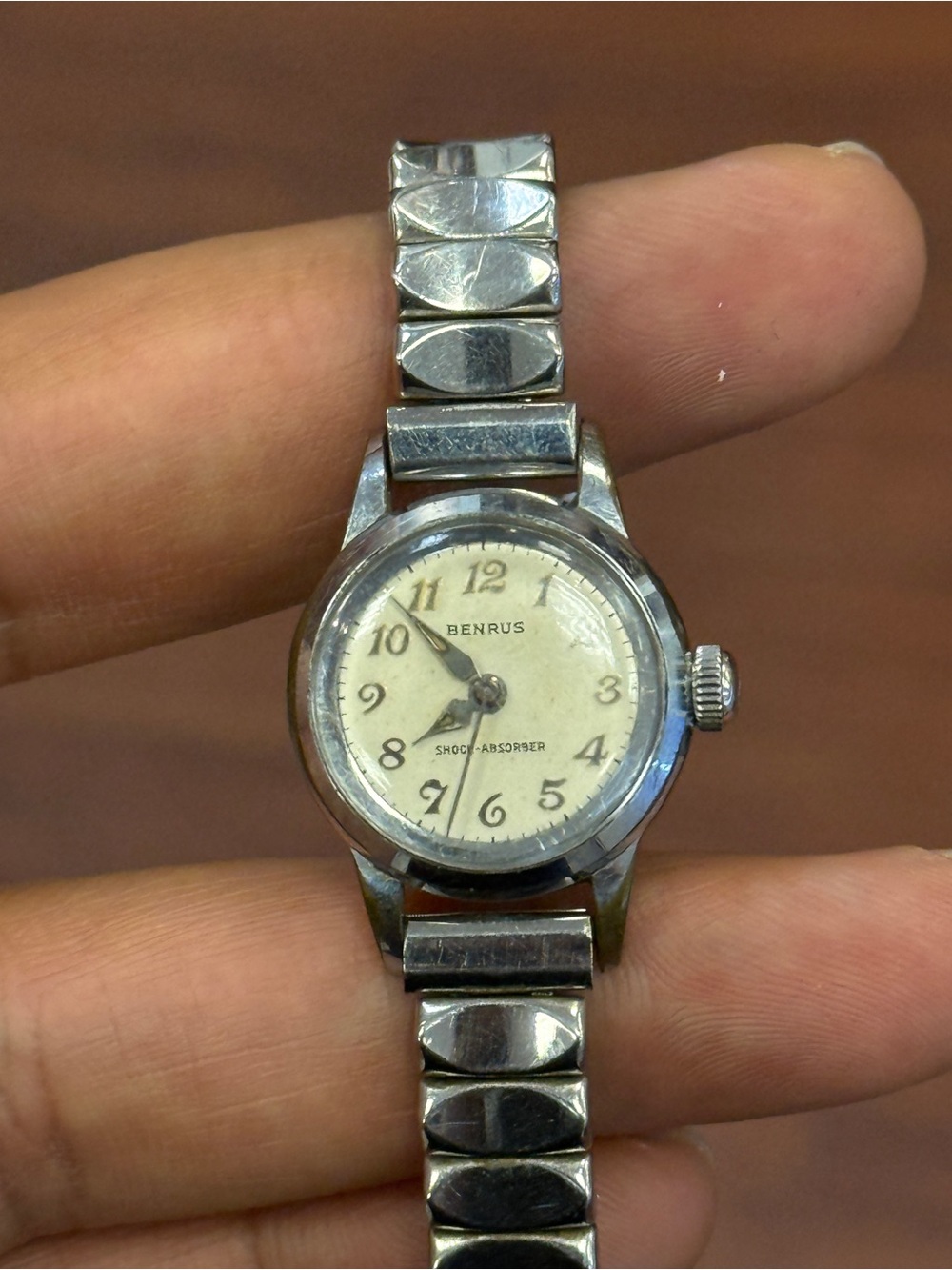 Benrus Vintage winding Ladies' Stainless Steel Watch - Silver & Cream Dial